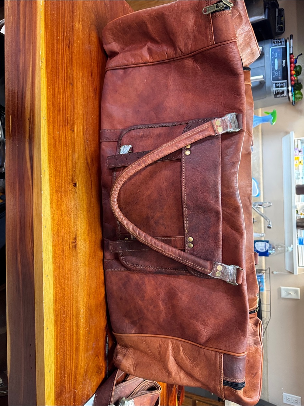 Cuervo Classic Brown Leather Duffel Bag - Men's Travel Weekender 30in Wide